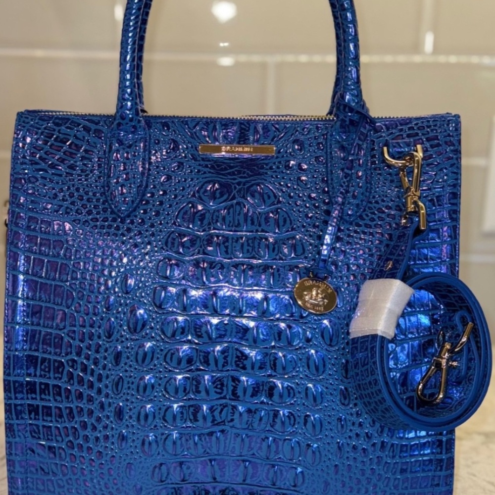 Brahmin Blue Cobalt Potion Caroline Satchel STUNNER Brand New! ALL TAIL Rare - Picture 3 of 16